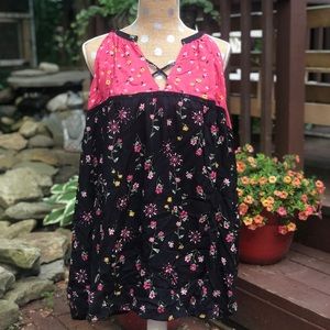 Lane Bryant Sleeveless Floral Top Black Si…